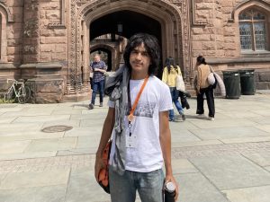 Capturing a photo in front of the East Pyne building, Fajardo attended Princeton's visit for admitted students committing to the school on April 9, 2024. 