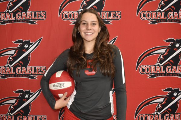 Volleyball in hand, Bianca Benson aspires to place first in the district for her position and win districts with her teammates.