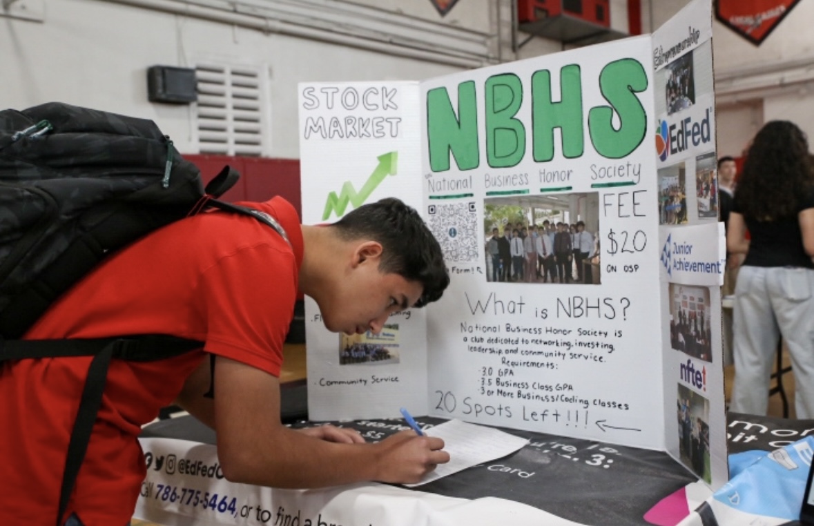 Filling out the form to join the NBHS, students are eager to join clubs they're passionate about. 